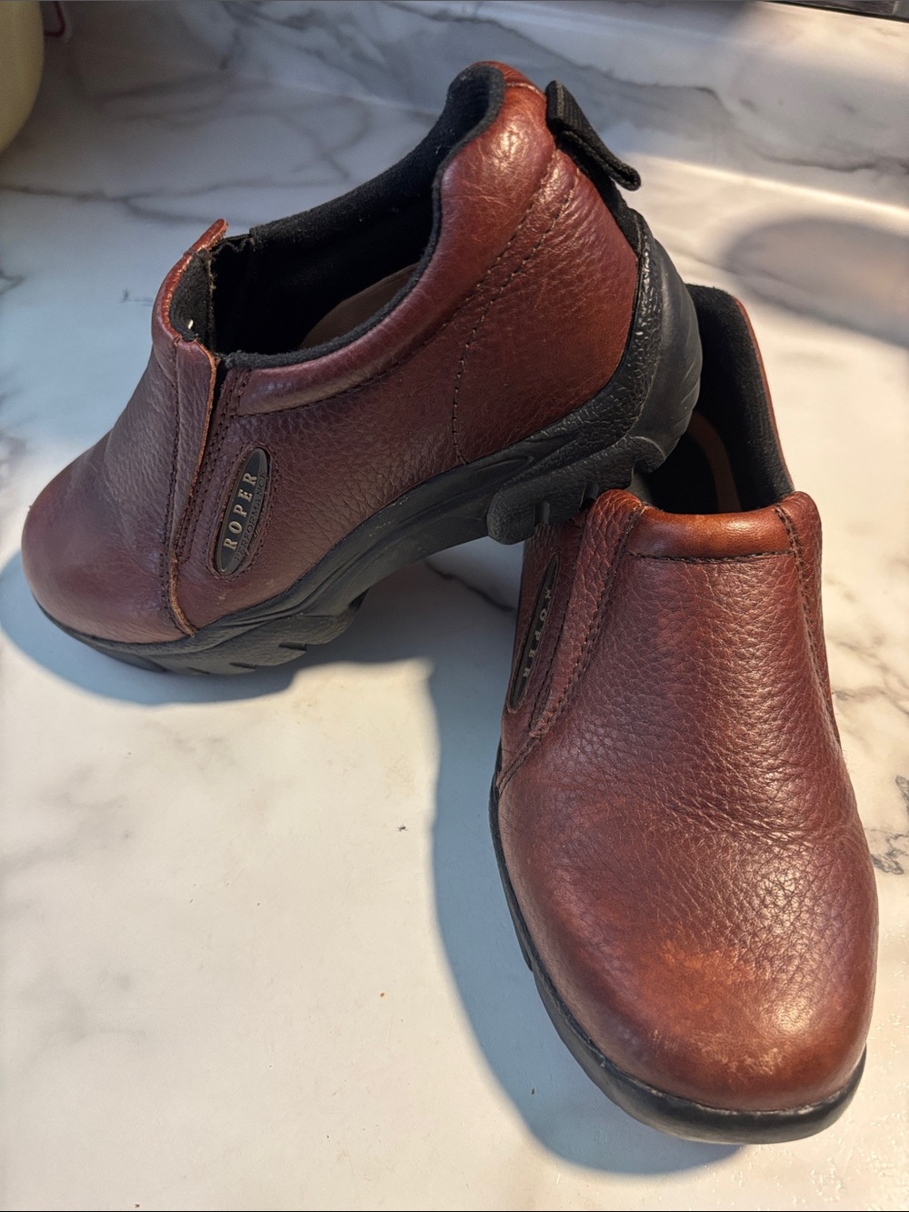 Roper Brown Leather Slip-On Ankle Booties